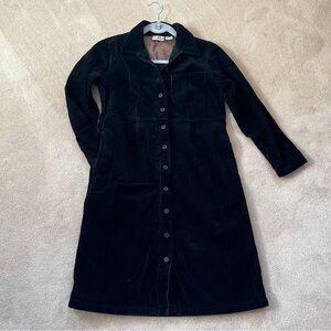 LL Bean Black corduroy shirt dress